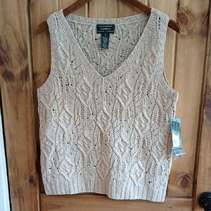 NWT Ralph Lauren Silk/Linen Exclusive Hand Knit Sweater Vest - Medium